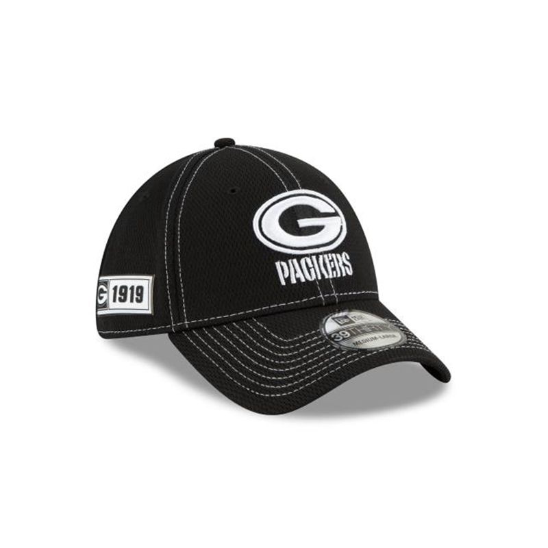 NFL Green Bay Packers Sideline Road 39Thirty Stretch Fit (WLF8633) - Black New Era Caps